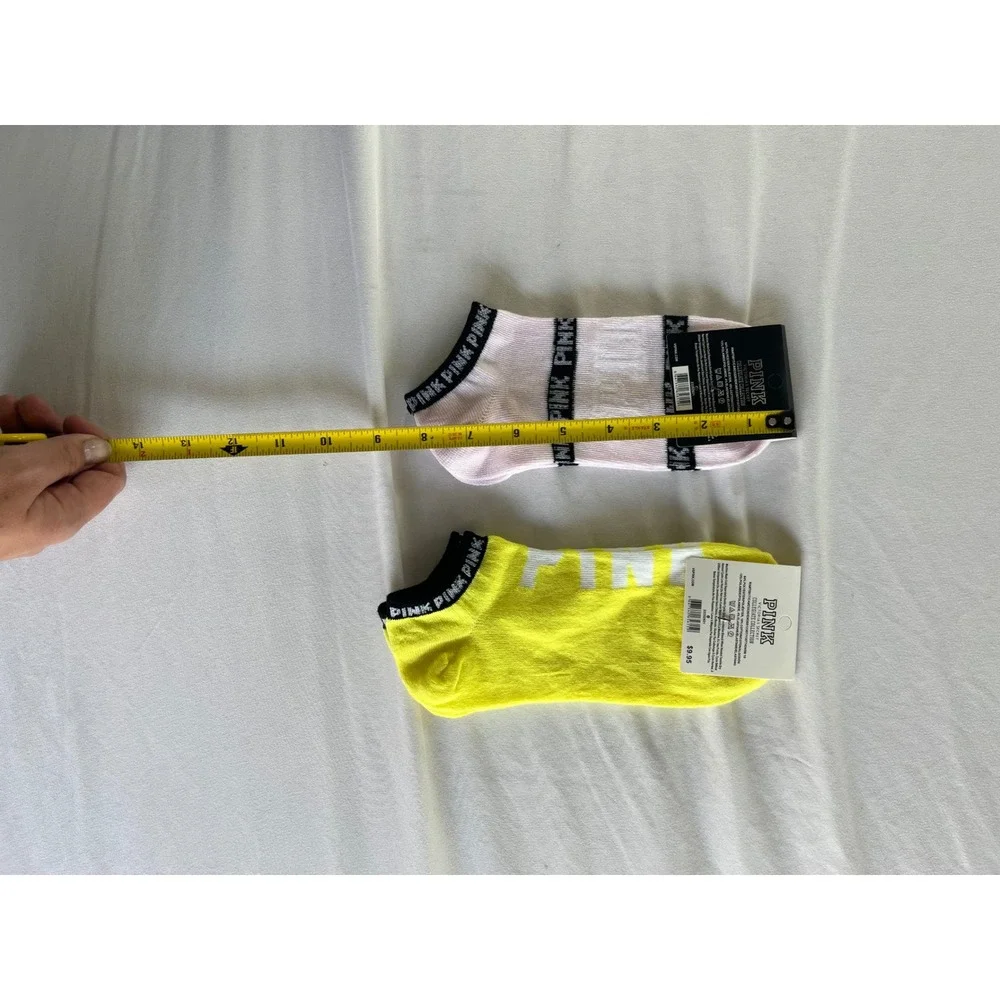 Victoria's Secret‎ PINK Collegiate Collection Ankle Socks 2 Pairs Neon Yellow